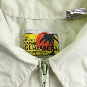 Guayabera Light Green Embroidered Cuban Vintage Shirt Soft Resort Minimalist XL